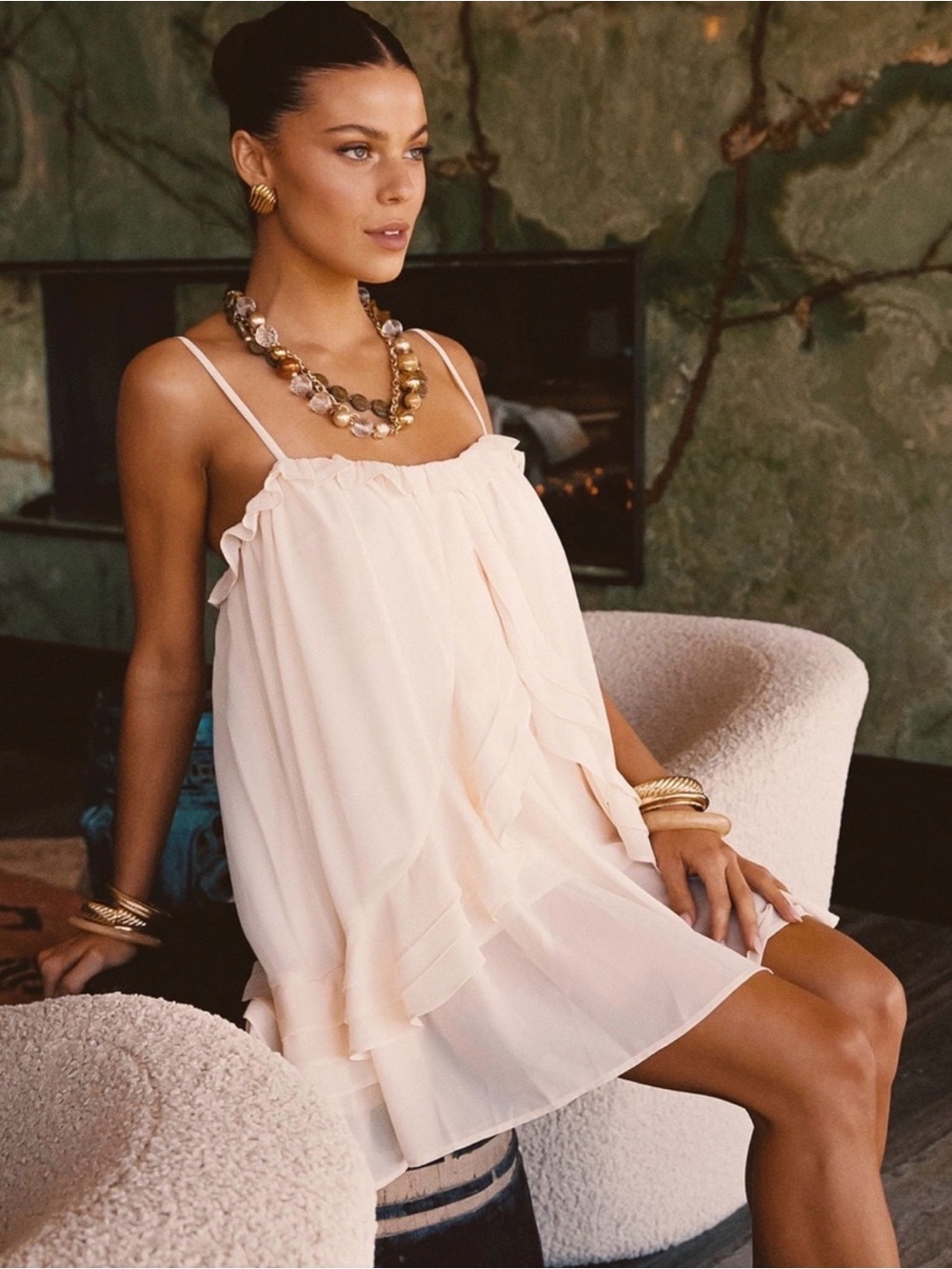 12th Tribe Cream Golden Hour Mini Dress